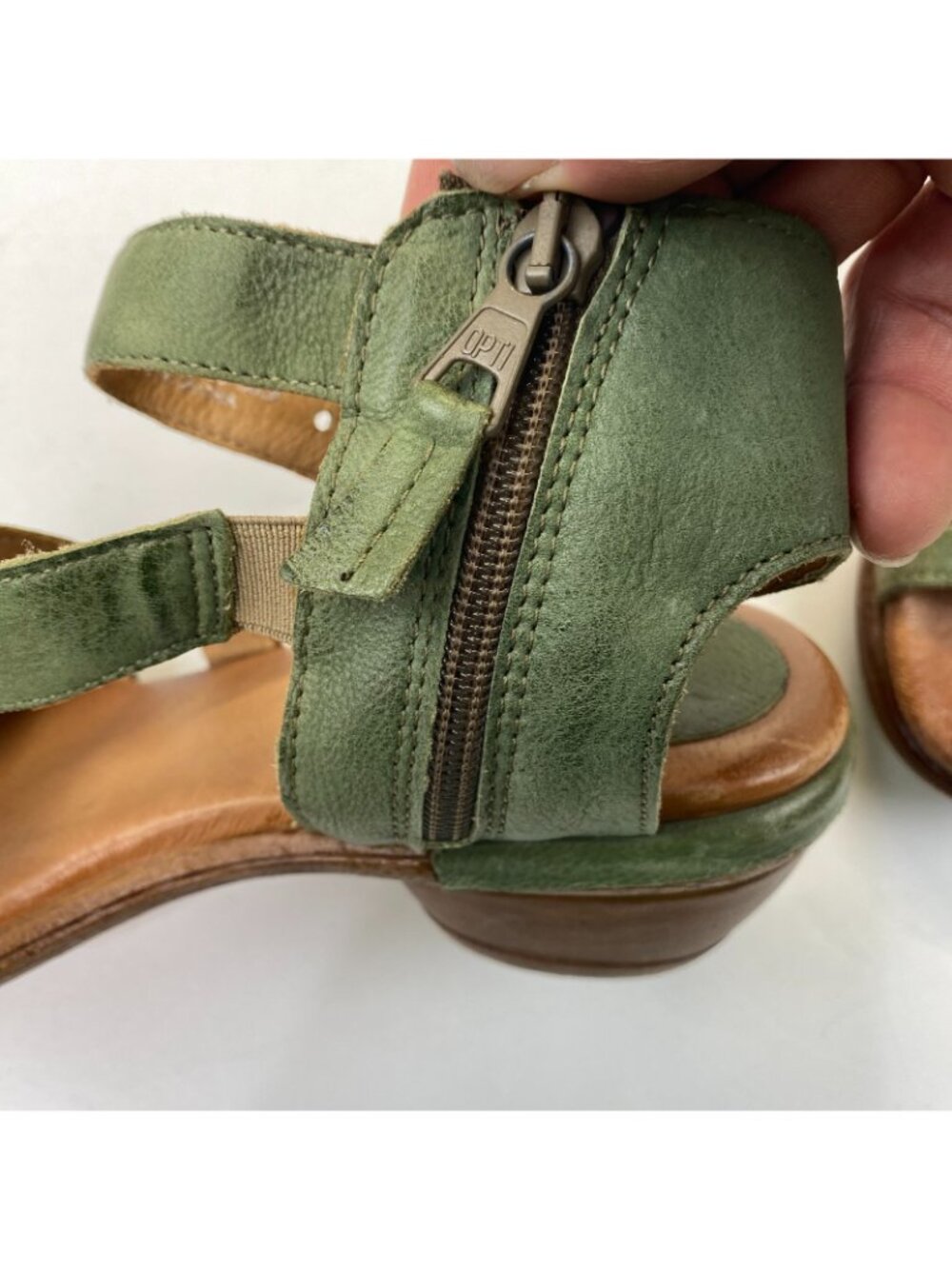 Miz Mooz Coolidge Womens Green Leather Heeled Sandals Shoes Boho Western 38 - Picture 10 of 10